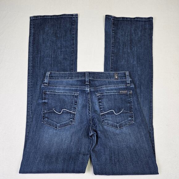 7 For All Mankind Bootcut Jeans Women Low Rise Stretch Denim Blue Western 27 - Picture 1 of 16